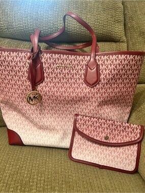 MICHAEL Michael Kors Pink Monogram Tote with Matching Pouch